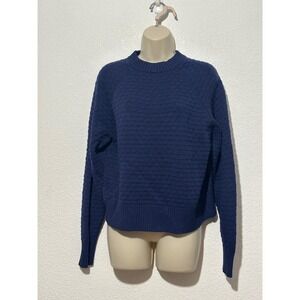 Lululemon Navy Blue Textured Knit Cashmere Blend Raglan Sweater LW3DOYS